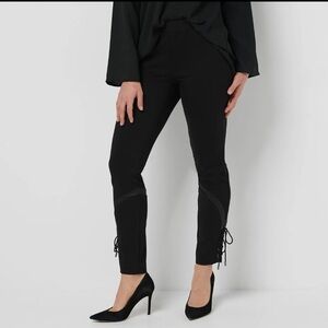 Haute Hippie Revolve Tribe Ponte Pant Satin Insert Lace Up Detail Black Size 4